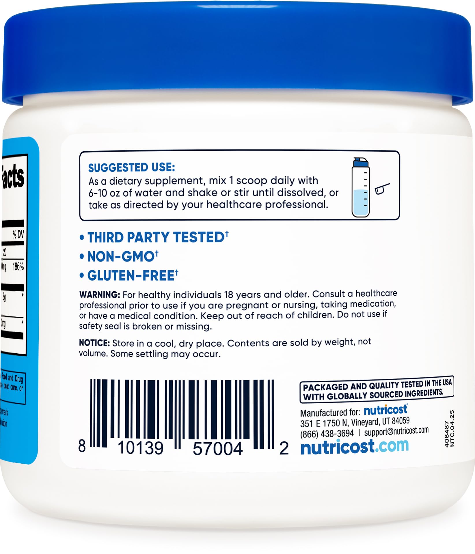 Nutricost Magnesium BHB salts powder poured into a glass for mixing