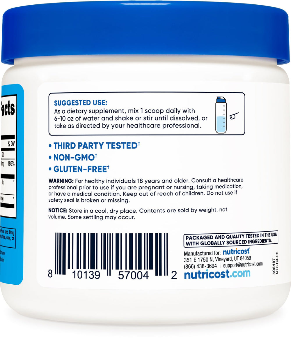 Nutricost Magnesium BHB salts powder poured into a glass for mixing