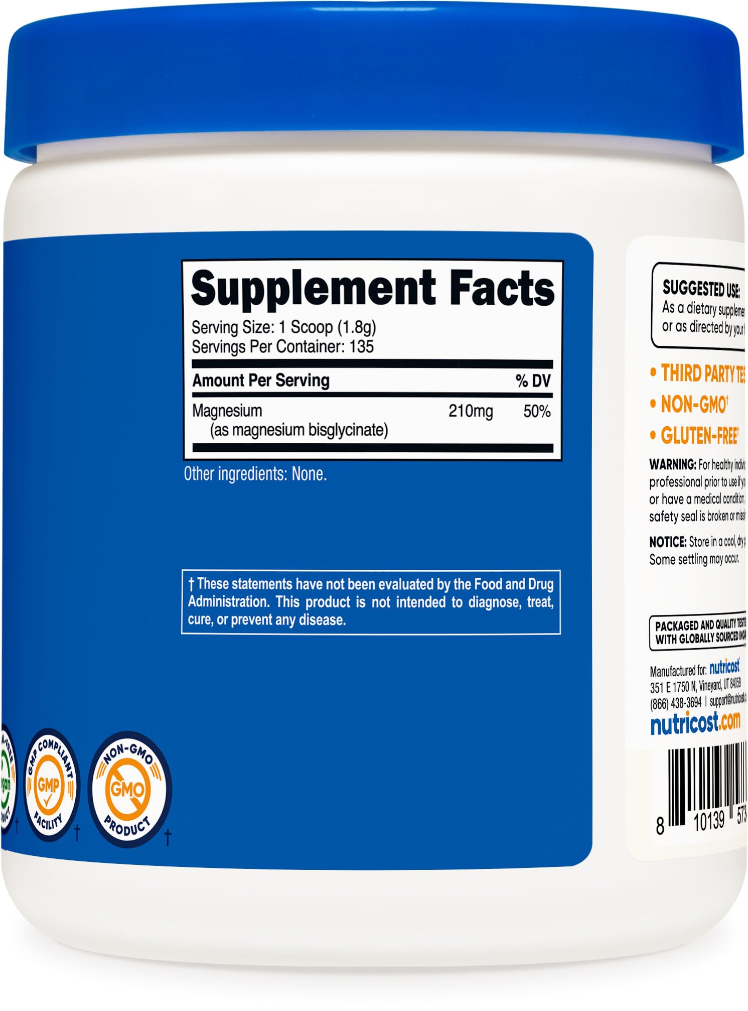 Nutricost Magnesium Bisglycinate Powder pouring into glass for easy mixing