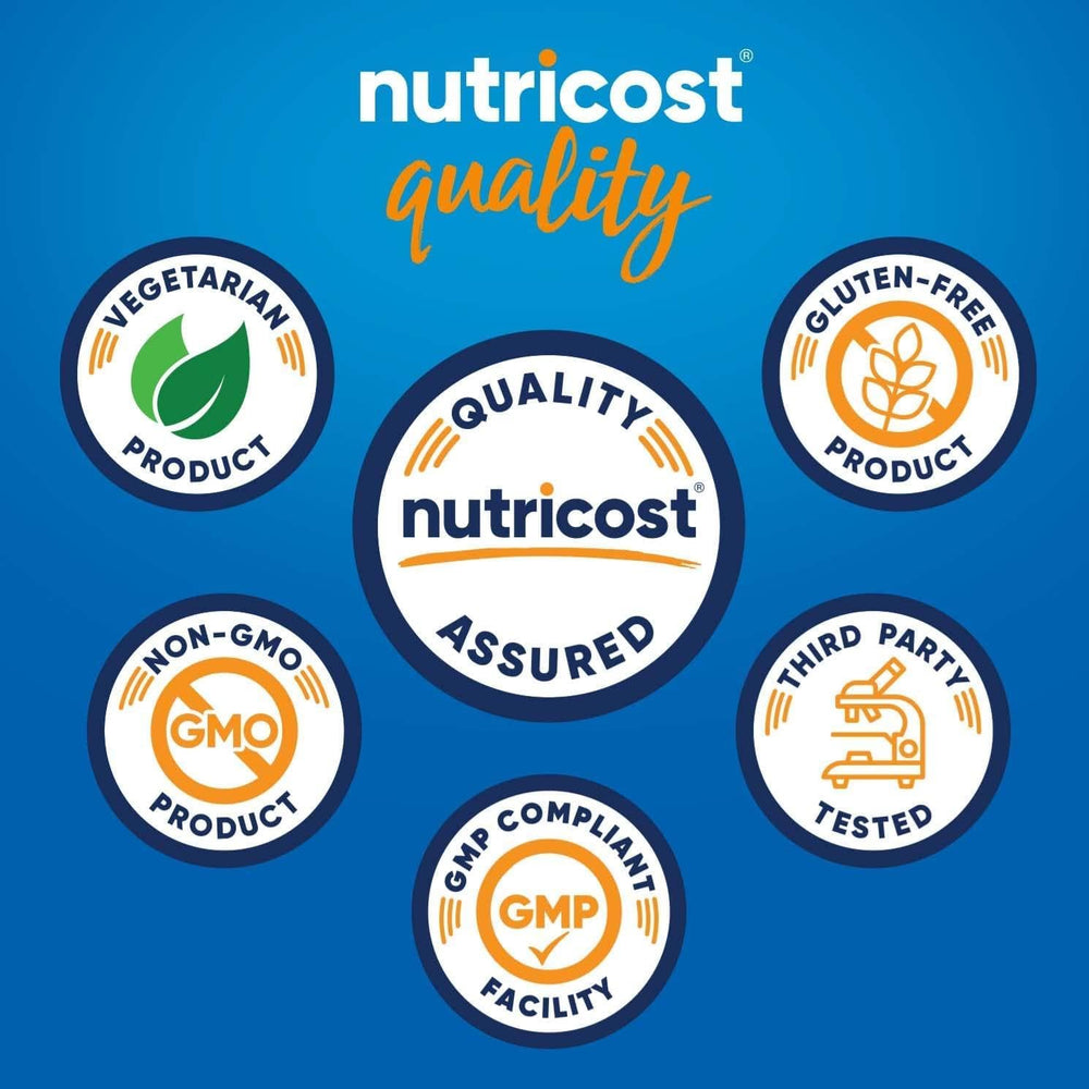 Nutricost Magnesium+ bottle label showing vegan-friendly, gluten-free formulation