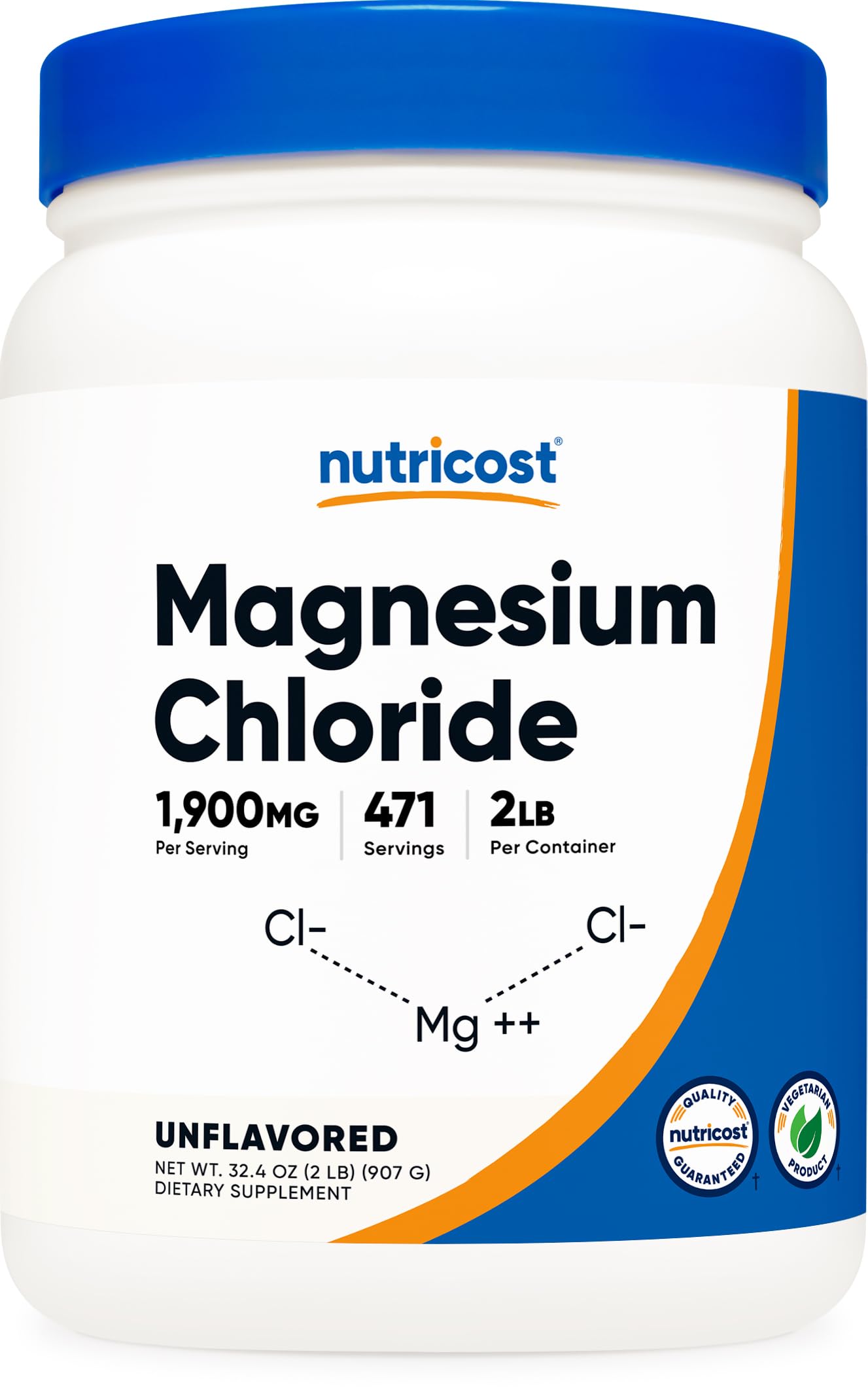 Nutricost Magnesium Chloride 2lb container showcases value and clean daily-use packaging.