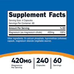 Nutricost magnesium citrate capsules inside highlighting plant-based formula