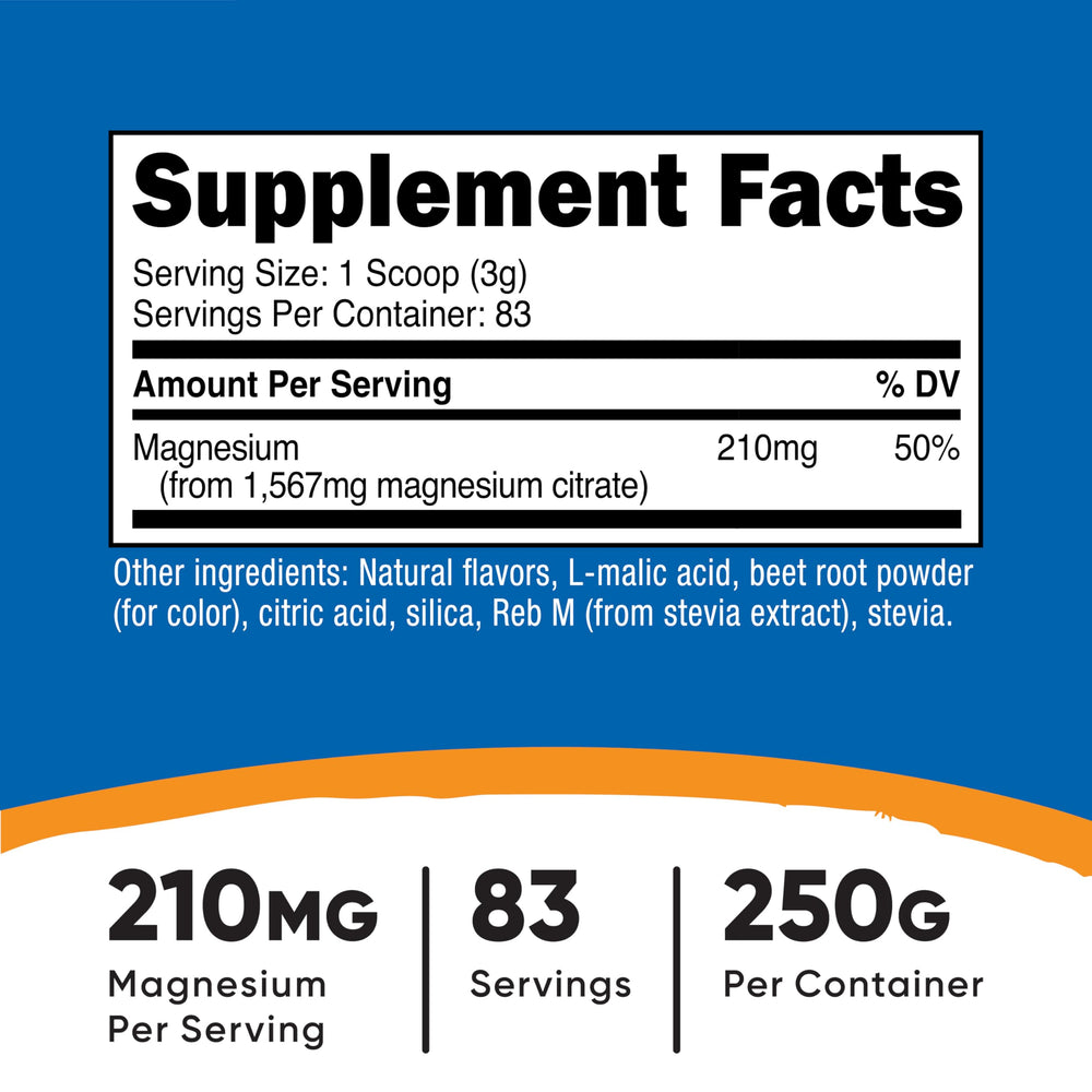 Nutricost Magnesium Citrate Powder Fruit Punch scoop shown for precise serving.