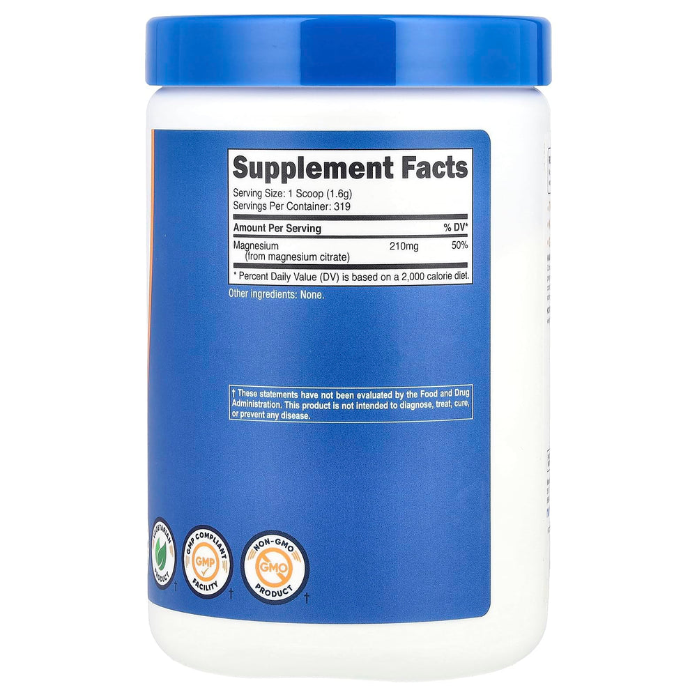 Nutricost Magnesium Citrate Powder with scoop to ensure precise daily serving.