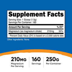 Nutricost Magnesium Citrate Powder 500g bottle for long-lasting supply.