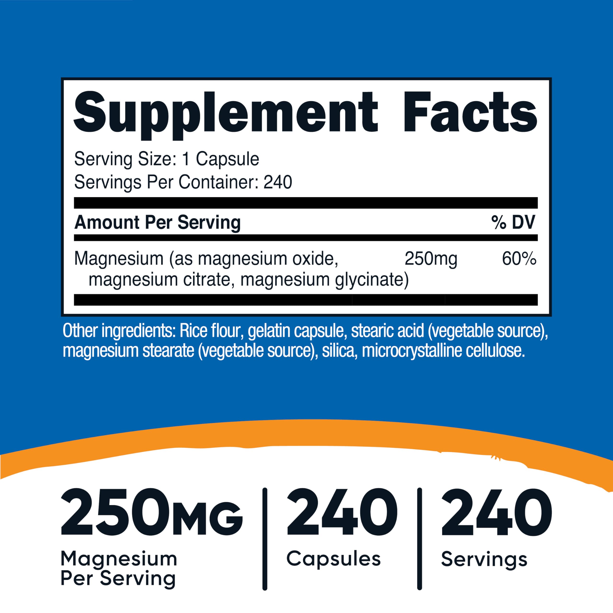 Nutricost magnesium capsules close-up emphasizes smooth capsules for easy daily intake.