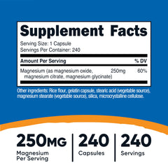 Nutricost magnesium capsules close-up emphasizes smooth capsules for easy daily intake.