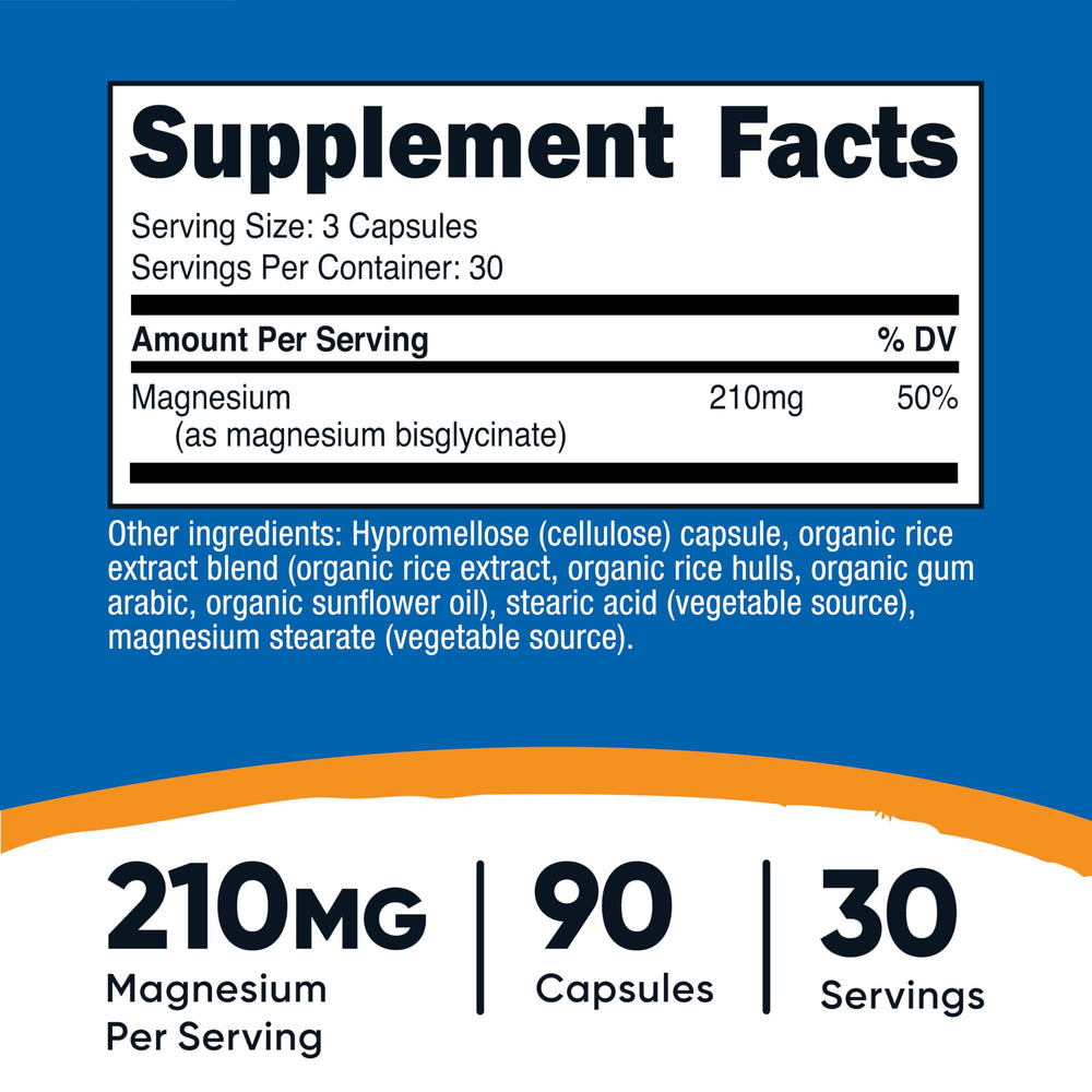 Nutricost Magnesium Glycinate Capsules closeup showing smooth capsules for easy swallowing.