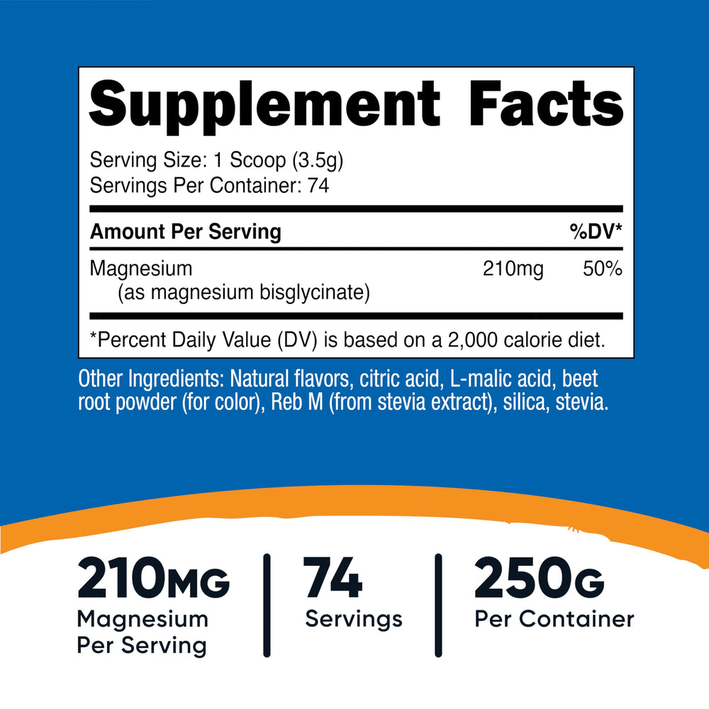 Nutricost magnesium glycinate powder fruit punch scoop ensures accurate dosing