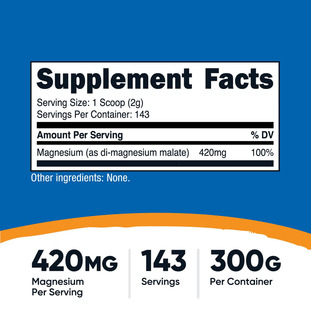 Nutricost Magnesium Malate Powder scoop close-up, convenient serving included for accurate dosing.