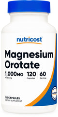 Nutricost Magnesium Orotate capsules bottle showing 60 servings for daily mineral intake