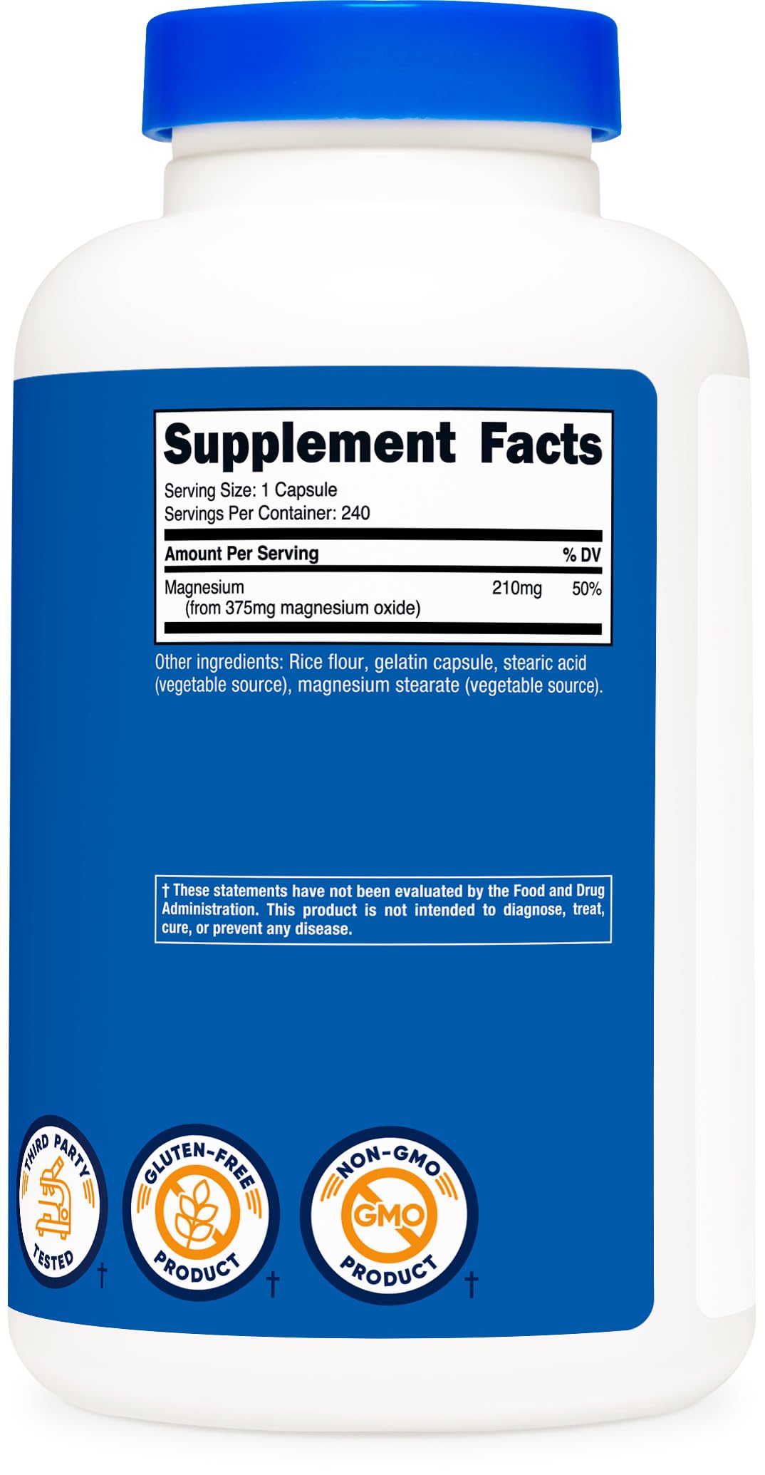 Nutricost Magnesium Oxide 375mg bottle on shelf in a clean, US-made supplement setting