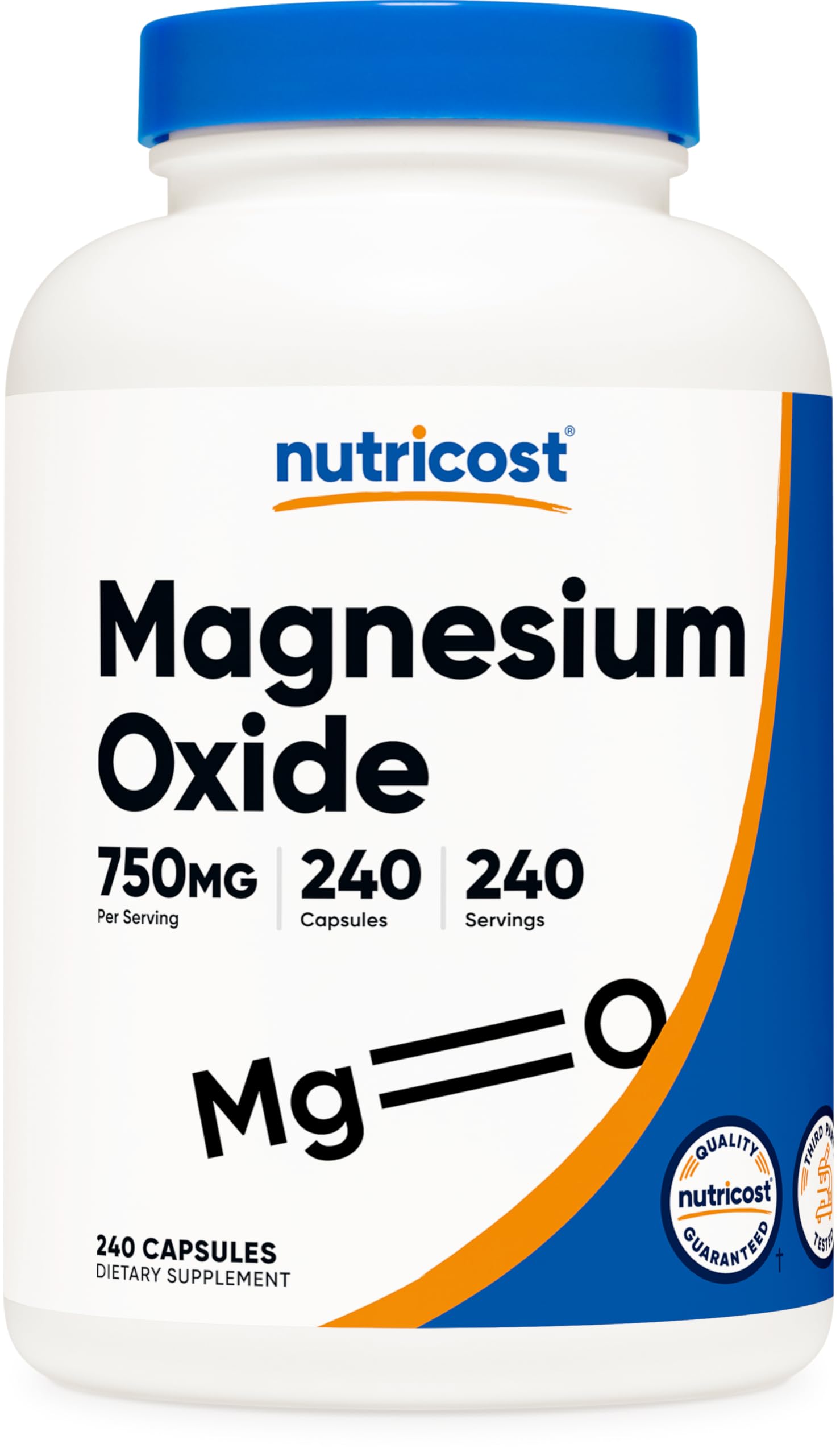 Nutricost Magnesium Oxide 750mg bottle front view for daily wellness support