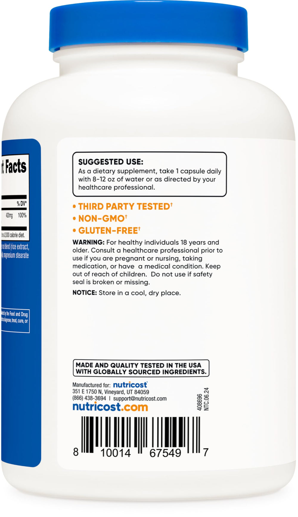 Nutricost Magnesium Oxide 750mg serving scoop for easy measurement