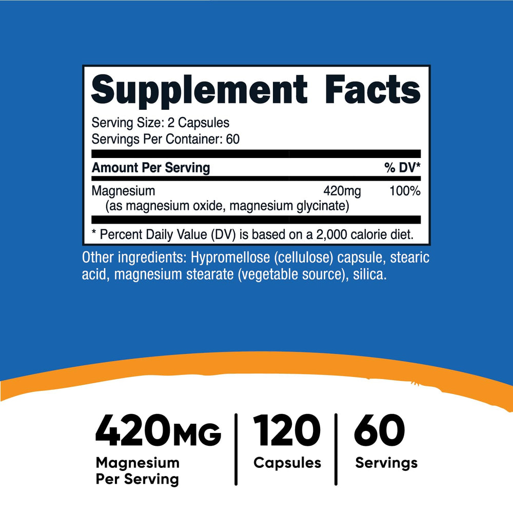 Nutricost Magnesium+ capsules-closeup showing easy, convenient daily intake.
