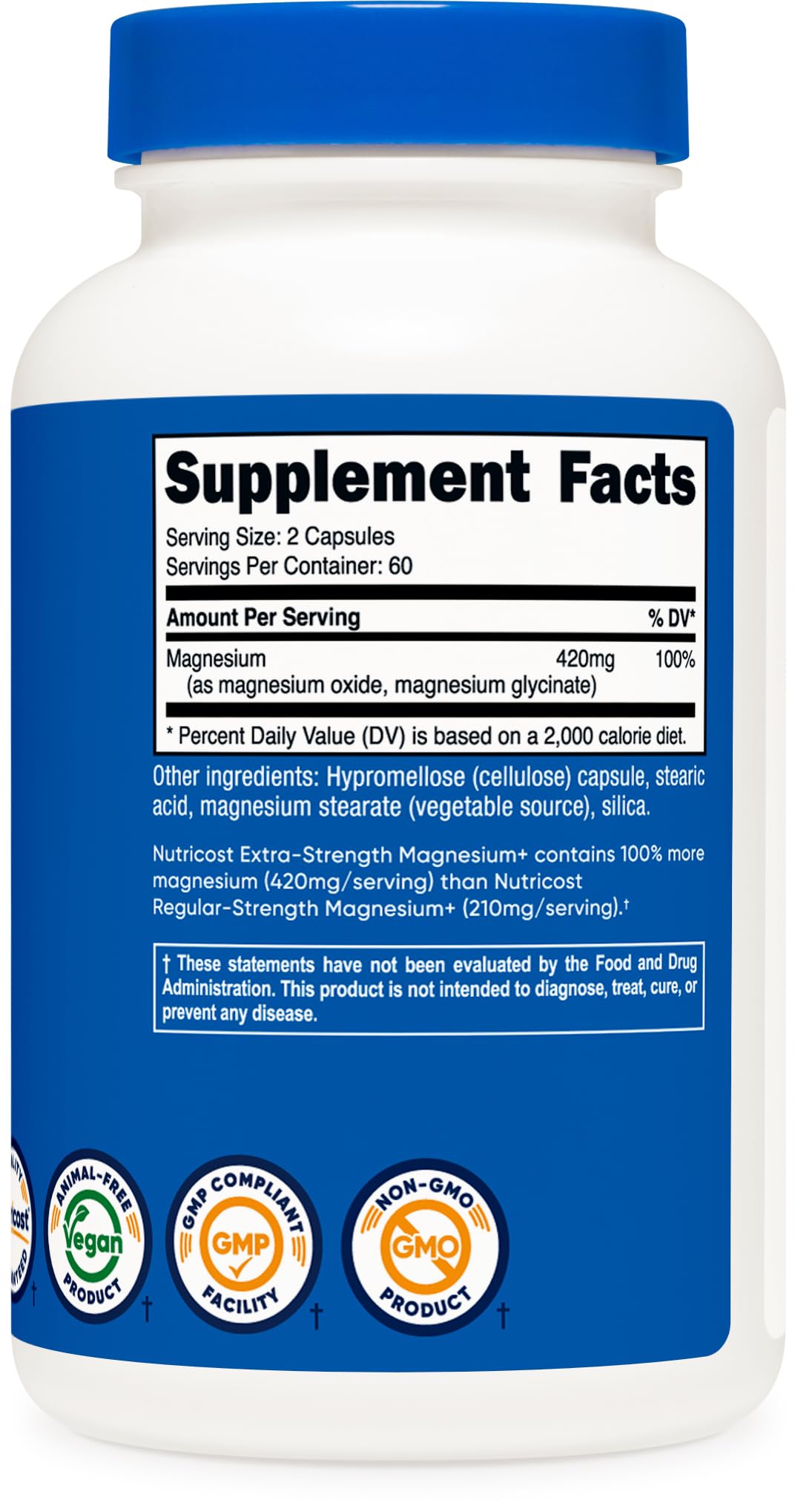 Nutricost Magnesium+ nsf-certified-gmp-seal view signifying quality and safety.