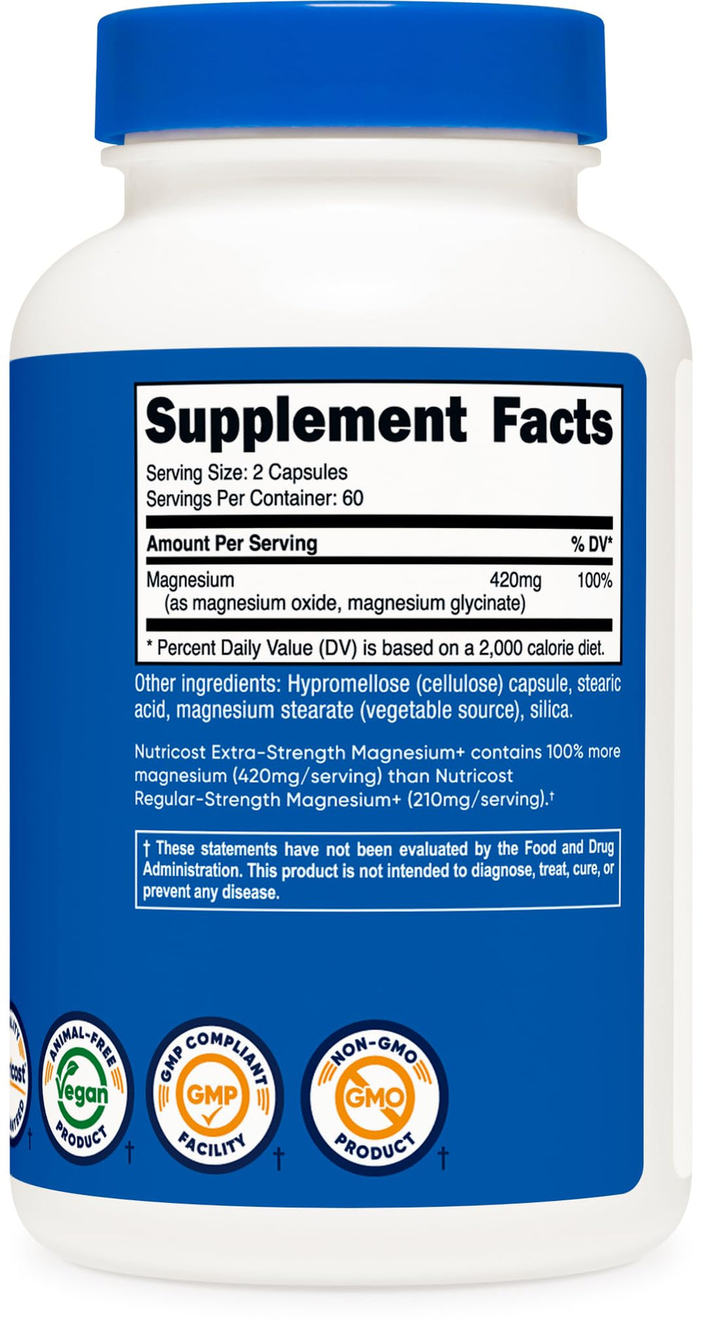 Nutricost Magnesium+ nsf-certified-gmp-seal view signifying quality and safety.