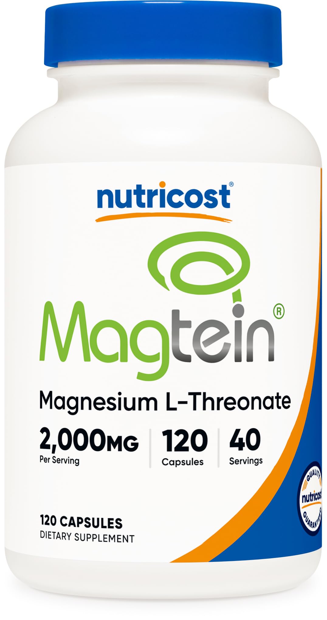 Nutricost Magtein 2000mg bottle for daily support in a vegetarian-friendly format.