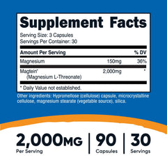 Nutricost Magtein capsules closeup highlighting easy-to-swallow capsules