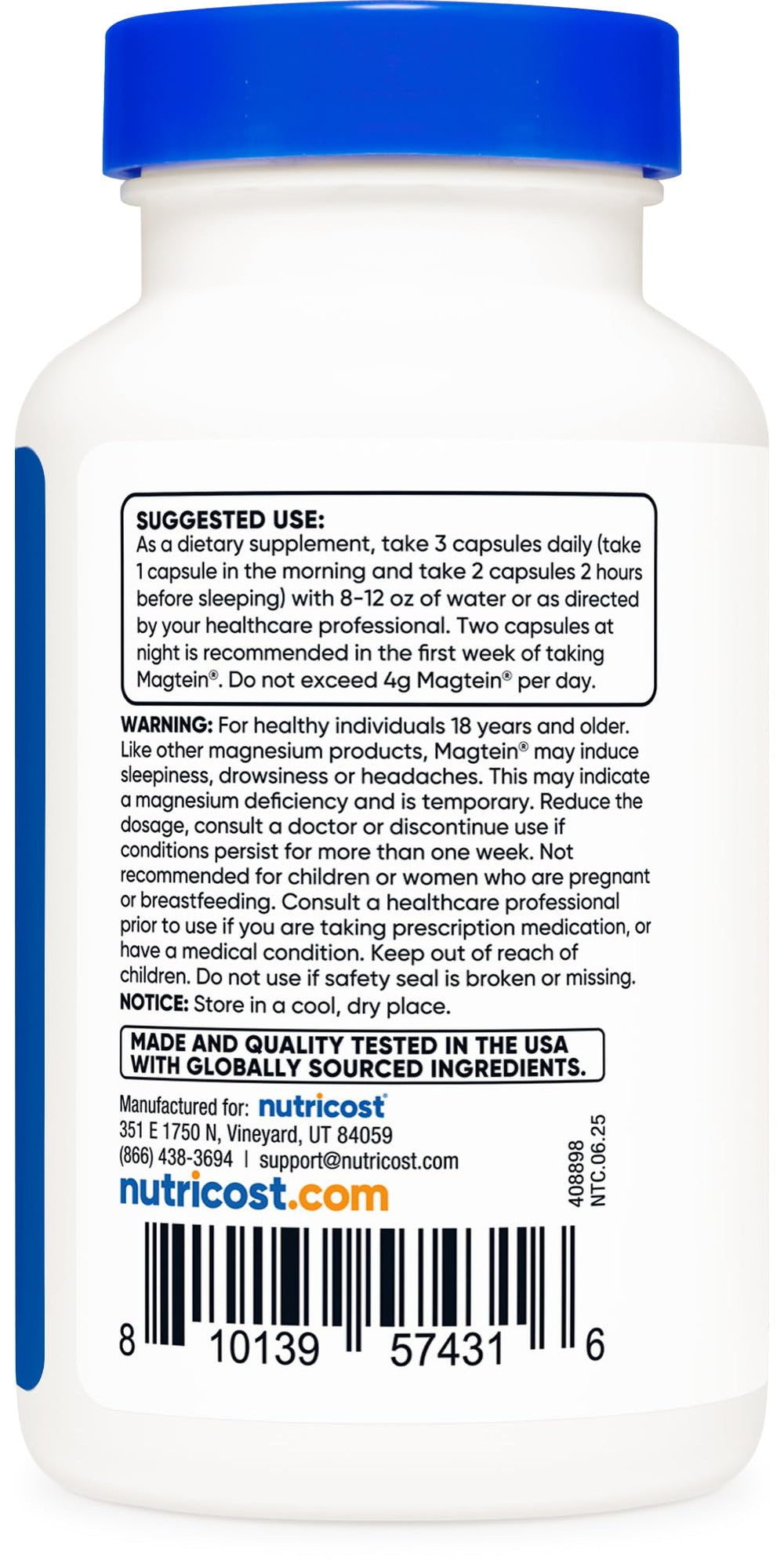 Nutricost Magtein gluten-free icon indicating dietary compatibility