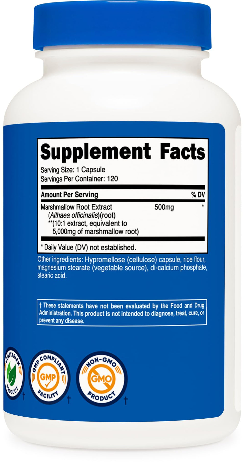 Nutricost marshmallow root testing badge from ISO-accredited lab