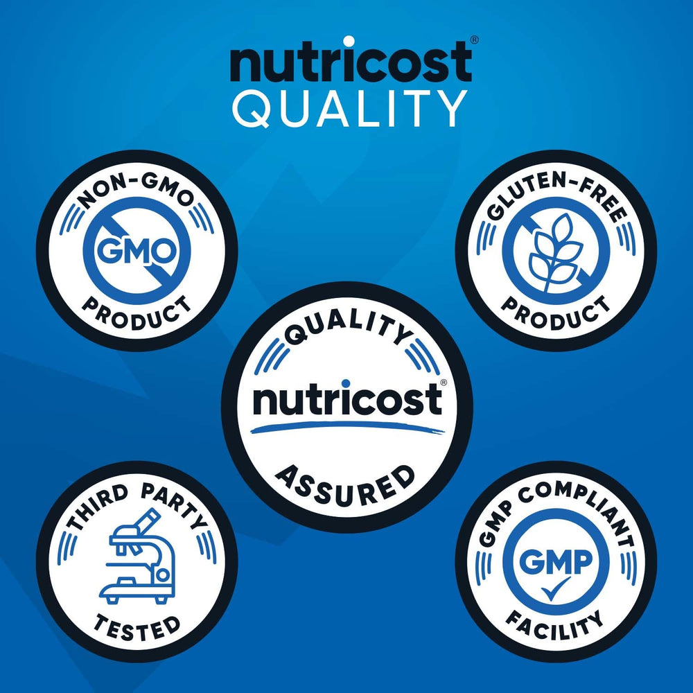 Nutricost Mass Gainer shake glass illustrating creamy chocolate flavor for shakes.