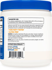 Nutricost MCT Oil Powder being mixed into coffee for a creamy boost.