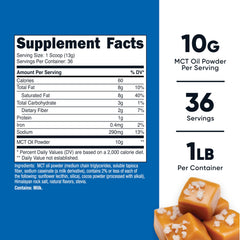 Nutricost MCT Oil Powder salted caramel pour showing quick pre-workout mix