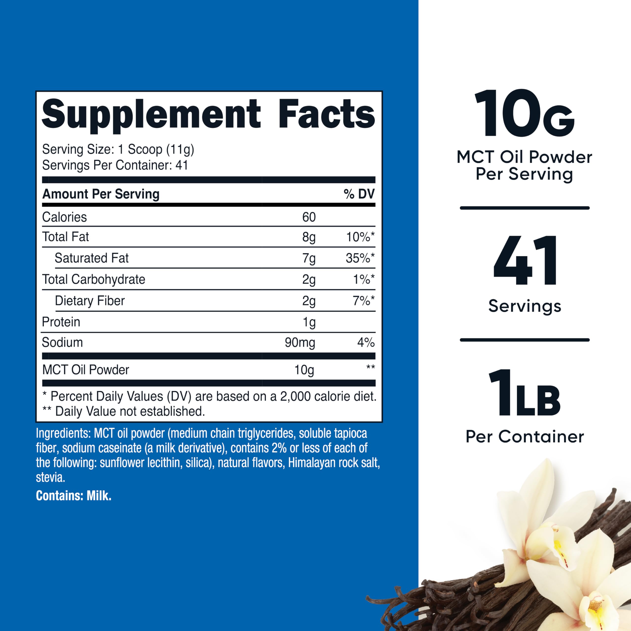 Nutricost MCT Oil Powder Vanilla pouring into shake for easy consumption