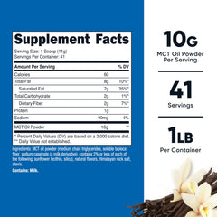 Nutricost MCT Oil Powder Vanilla pouring into shake for easy consumption