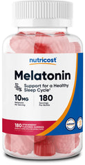 Nutricost Melatonin 10mg gummies front view for evening routines