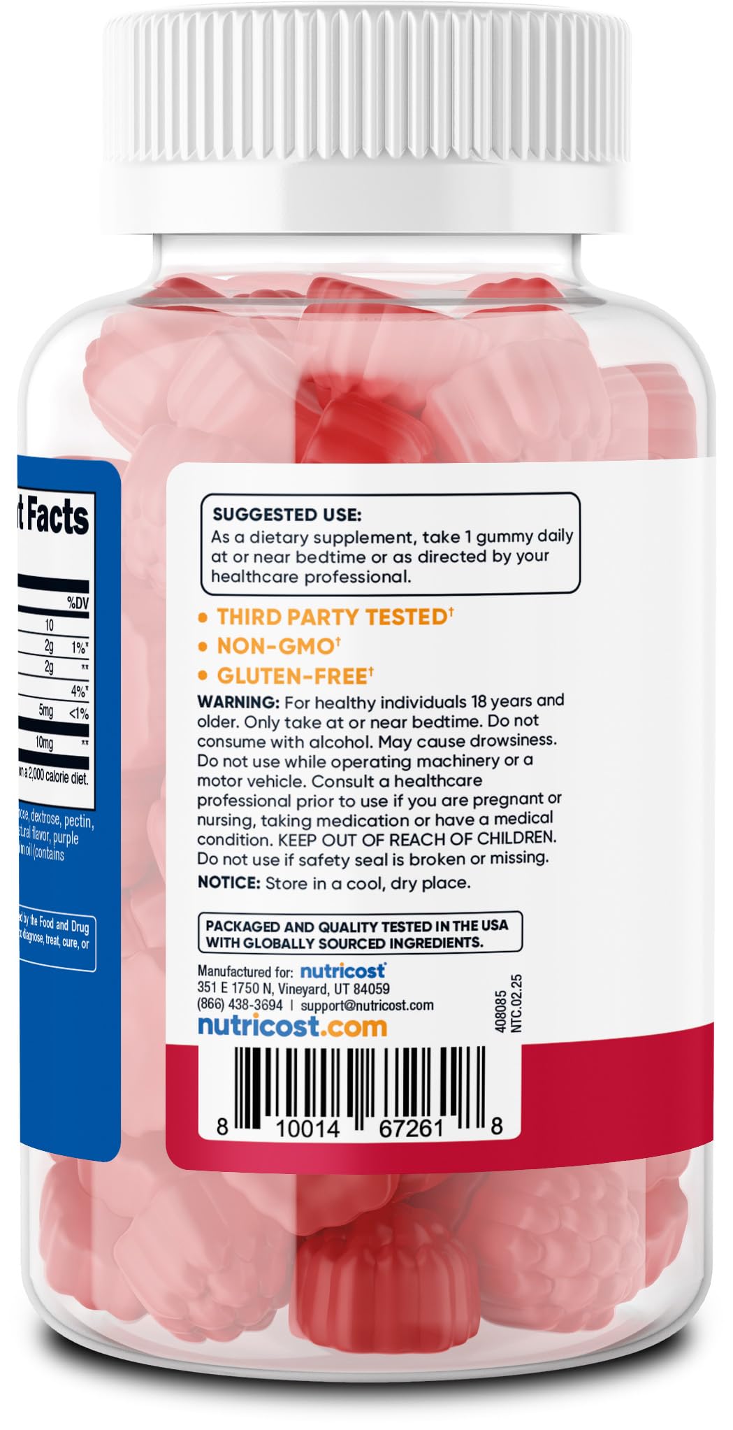 Nutricost Melatonin 10mg gummies strawberry texture close-up, a tasty nightly treat