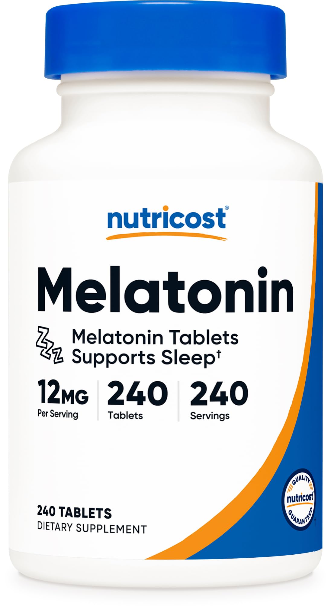 Nutricost Melatonin 12mg bottle front view supports your night routine