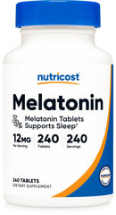 Nutricost Melatonin 12mg bottle front view supports your night routine