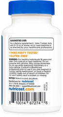 Nutricost Melatonin bottle label shows non-GMO and gluten-free formulation