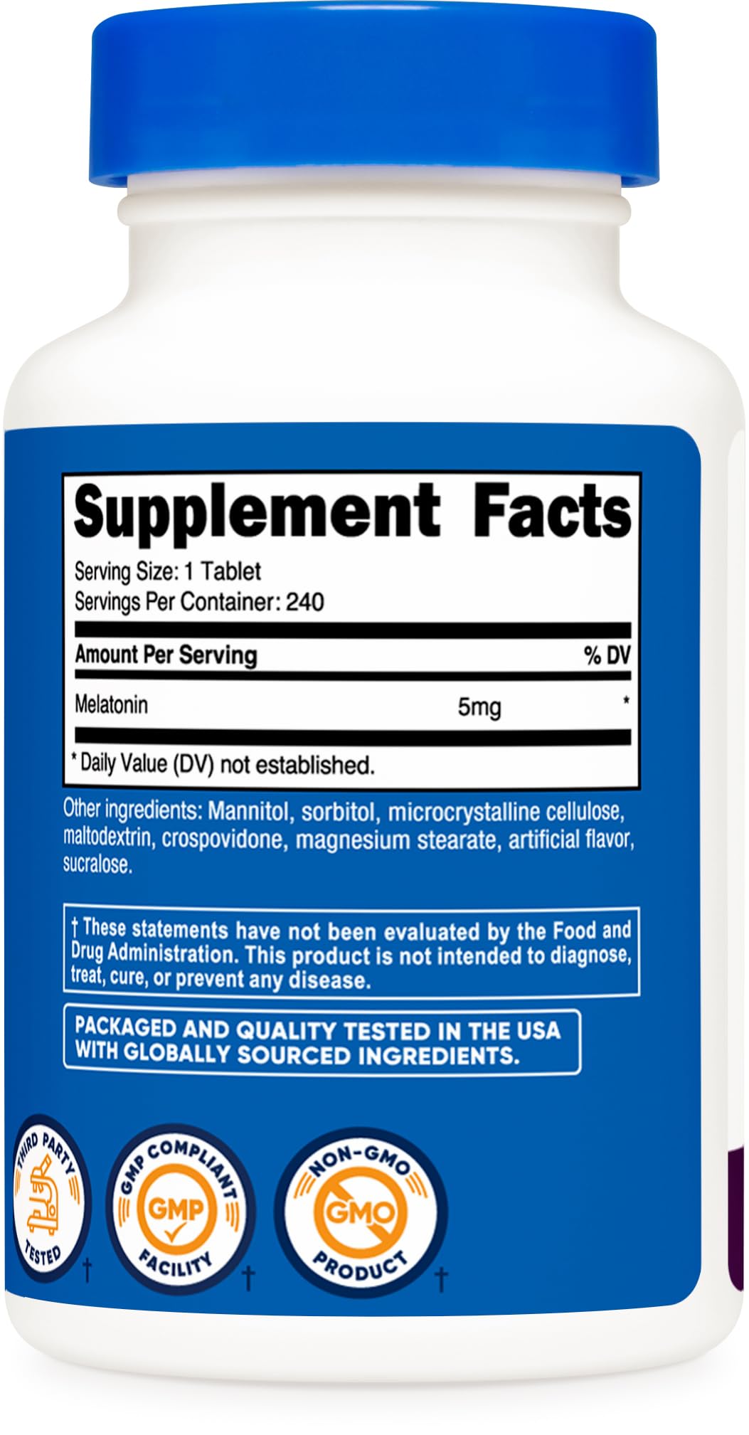 Nutricost melatonin produced in GMP-compliant FDA-registered facility.