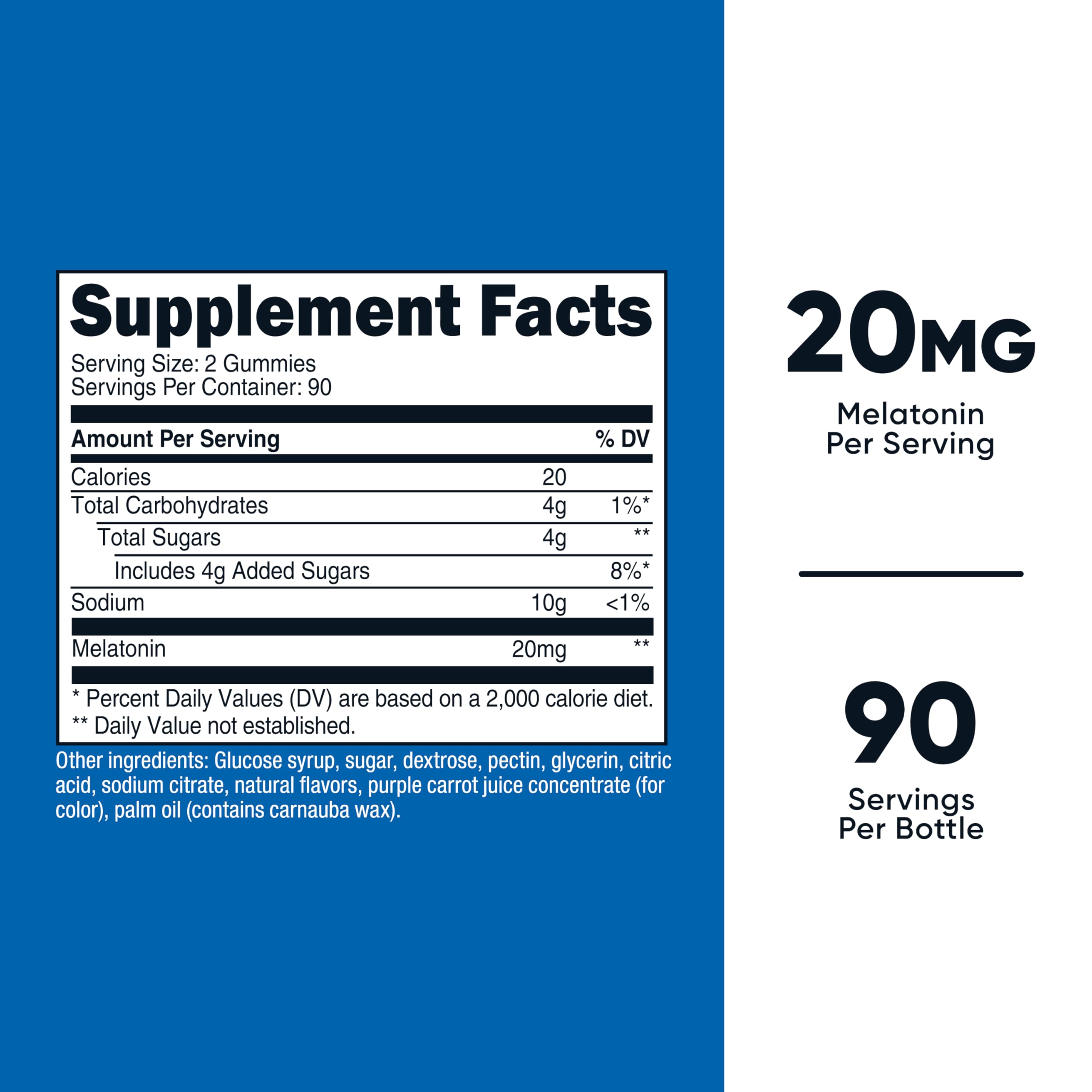 Nutricost Melatonin Gummies serving shows 20 mg strength for simple night-time support