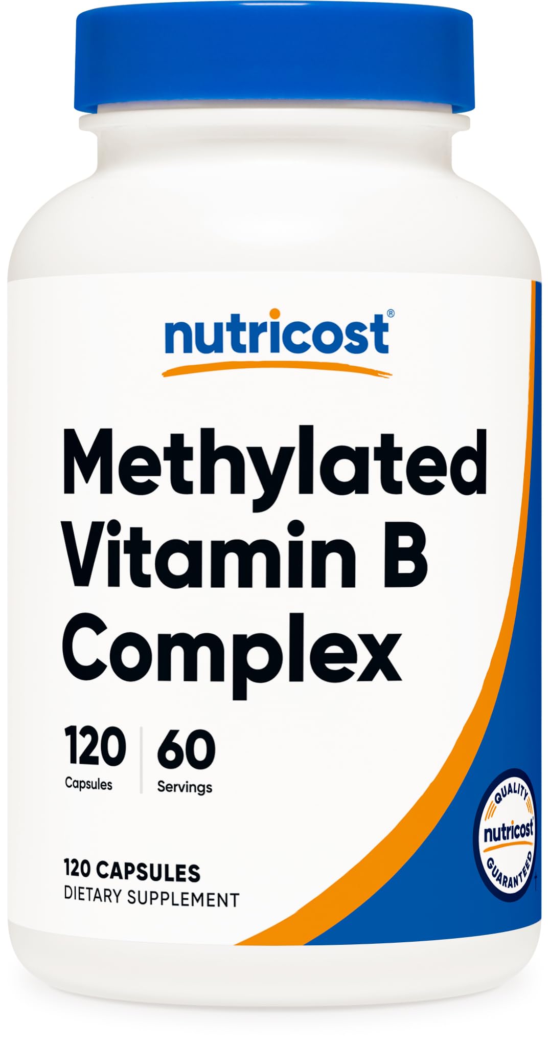 Nutricost Methylated B Complex bottle showing gluten-free formula for daily energy support