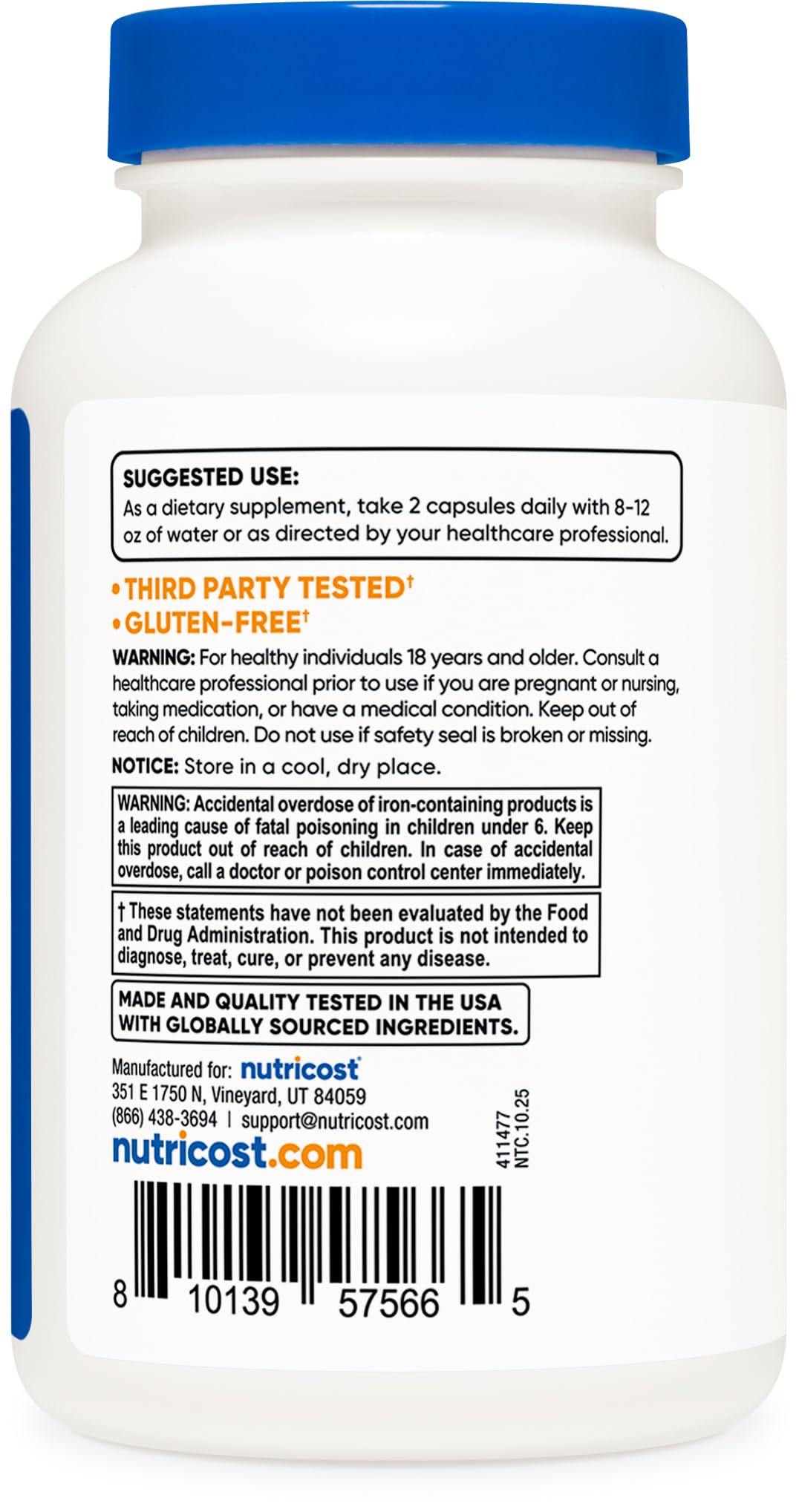 Nutricost Methylated B Complex packaging highlighting methylated B12 and minerals