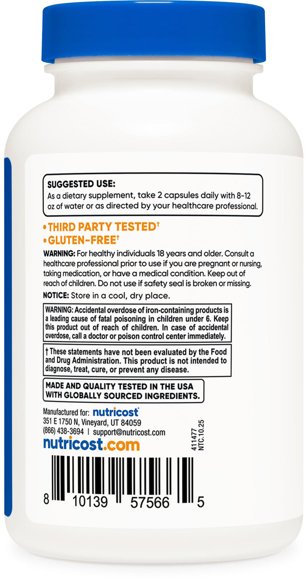 Nutricost Methylated B Complex packaging highlighting methylated B12 and minerals