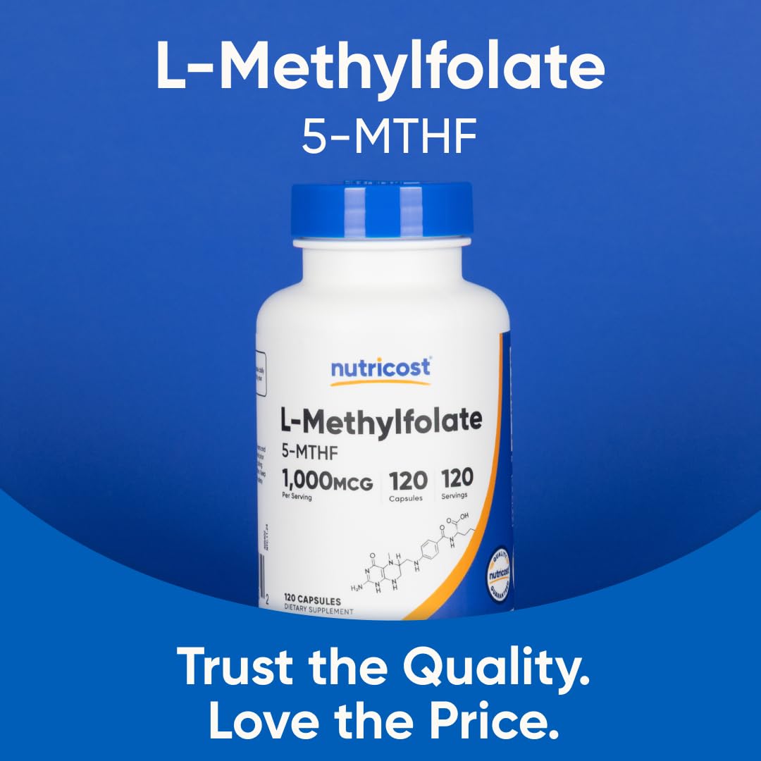 Product at a glance shows 1,000 mcg potency of Nutricost Methylfolate.
