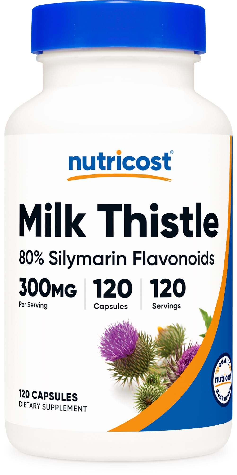 Nutricost Milk Thistle 300mg bottle front view highlights premium potency and sleek packaging.