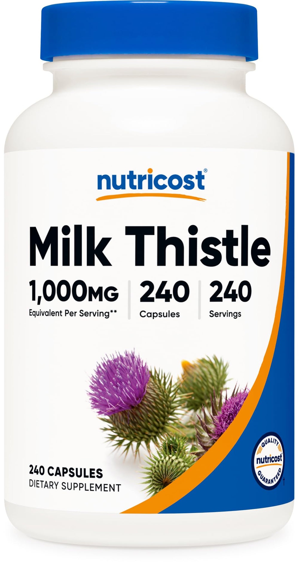 Nutricost Milk Thistle bottle front displays product name and dosage