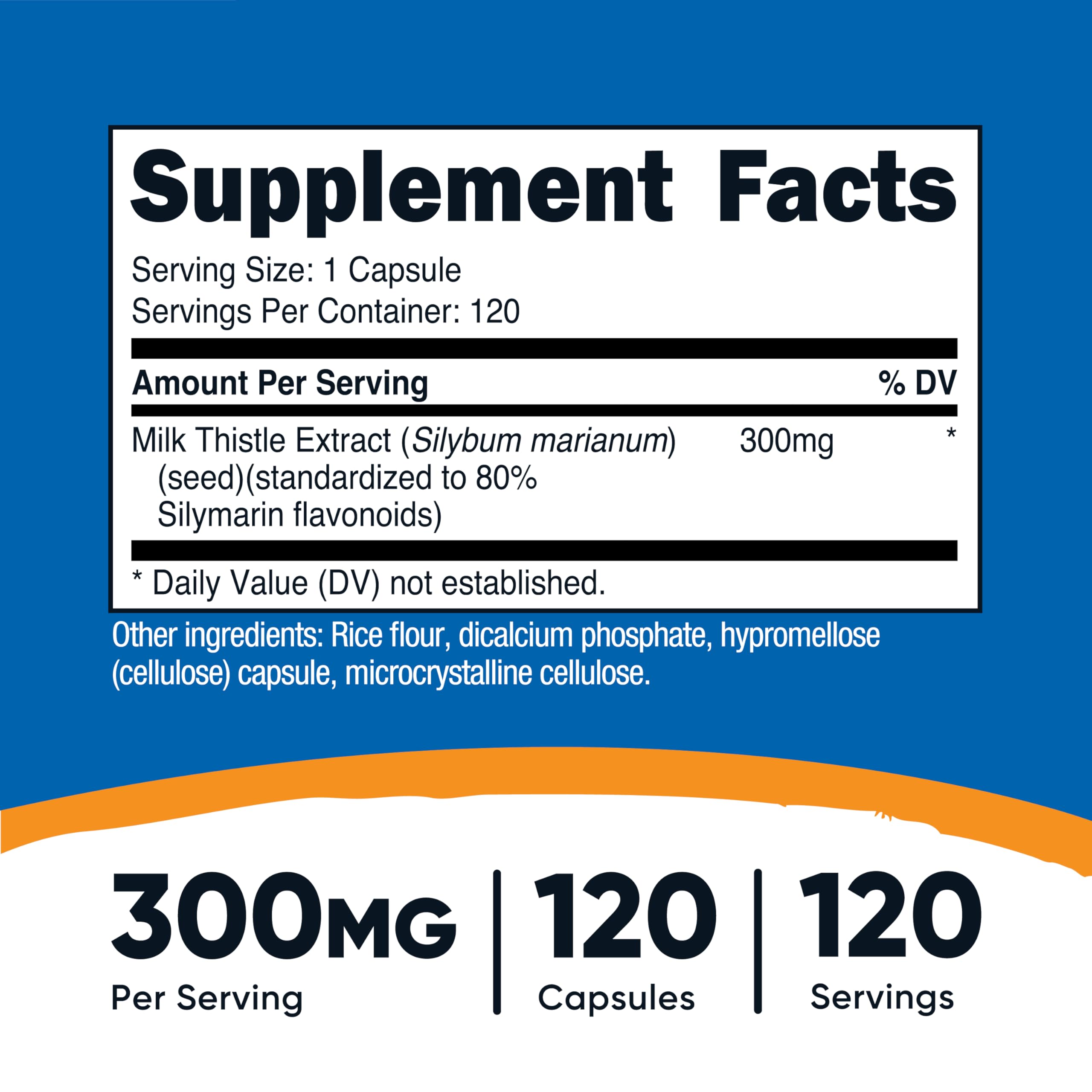 Nutricost Milk Thistle capsules close-up shows vegan-friendly capsules designed for easy swallowing.