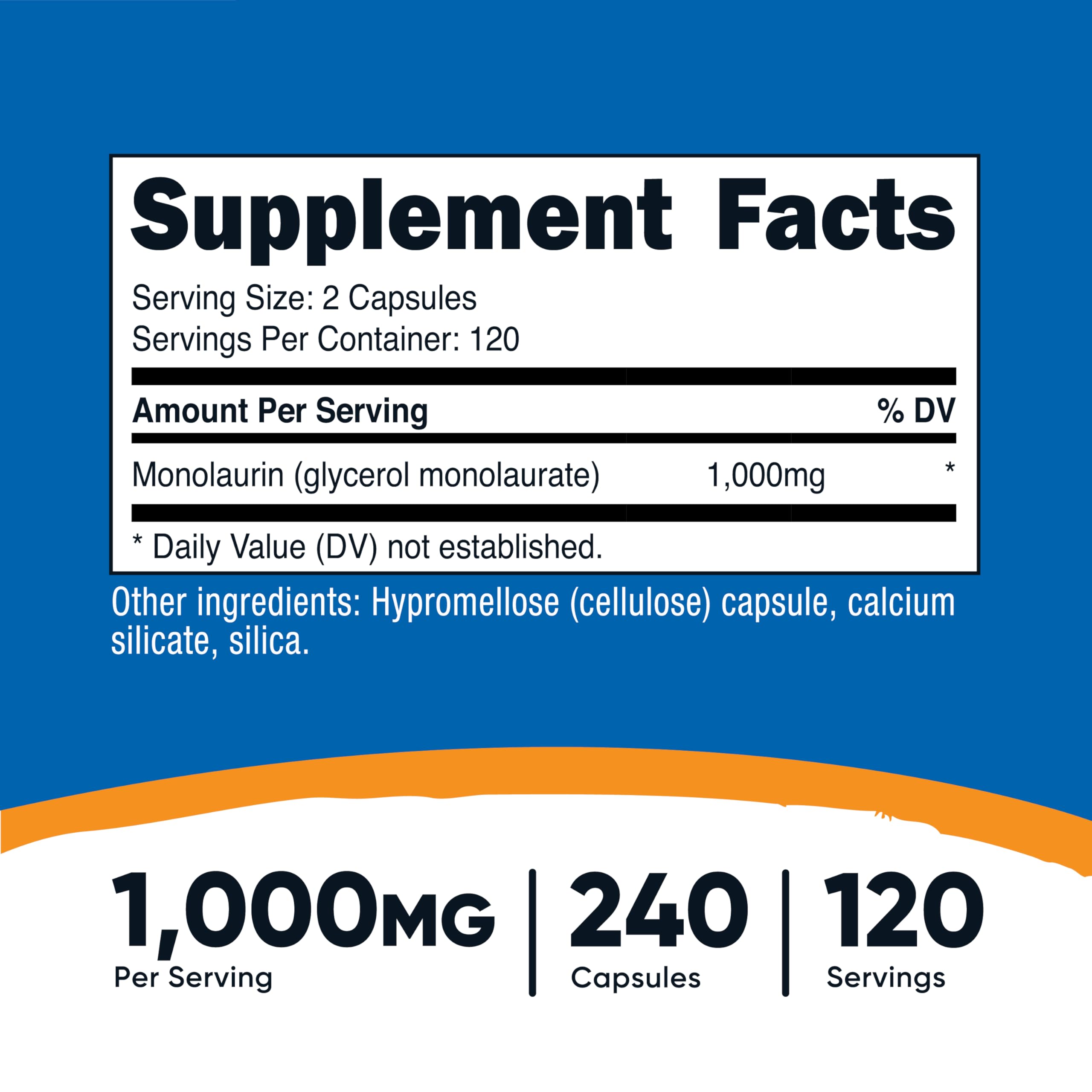 Nutricost Monolaurin capsules neatly arranged for convenient daily dosing.