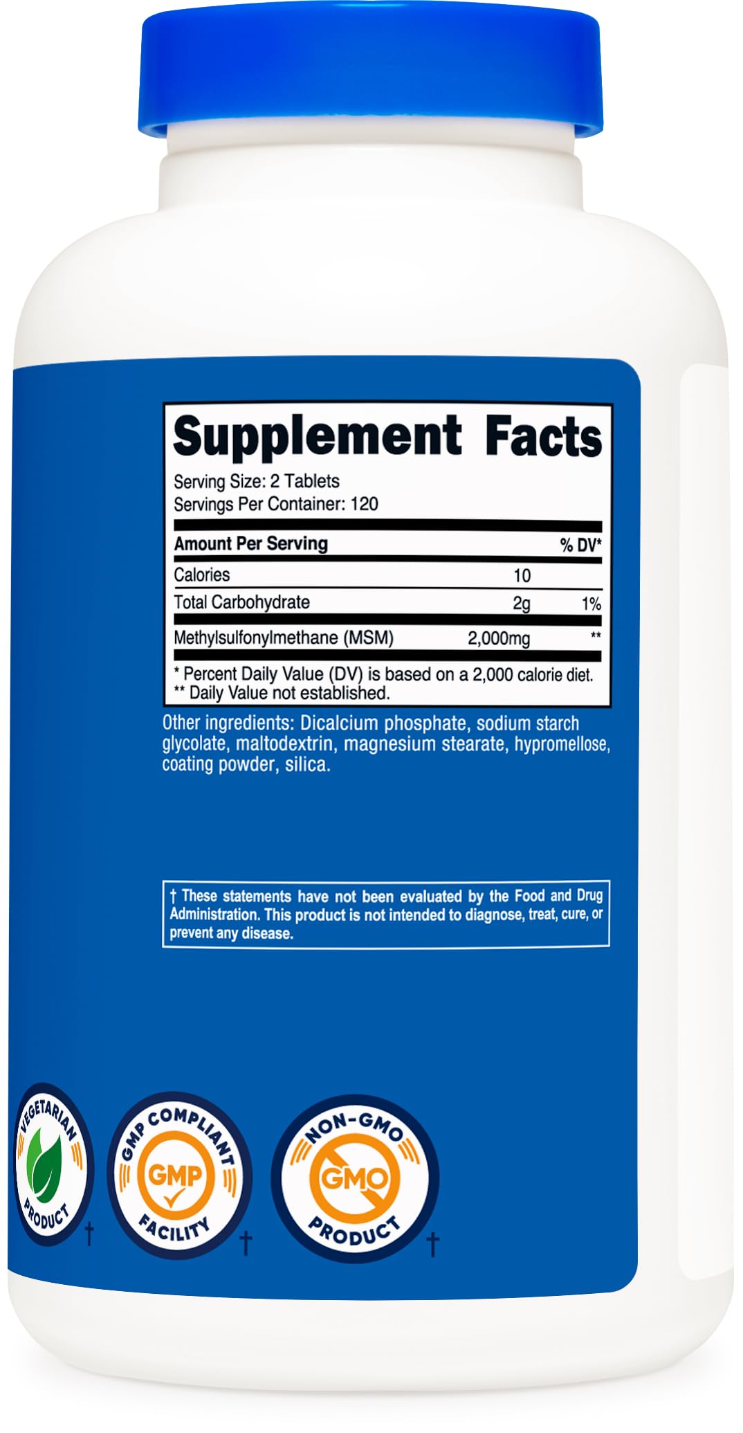 Nutricost MSM bottle with water for easy daily supplementation.