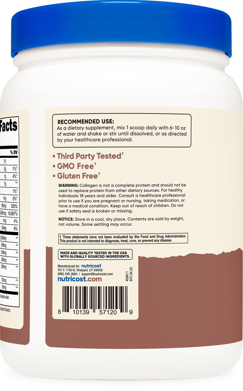 Nutricost Beauty & Protein label close-up highlighting Biotin.