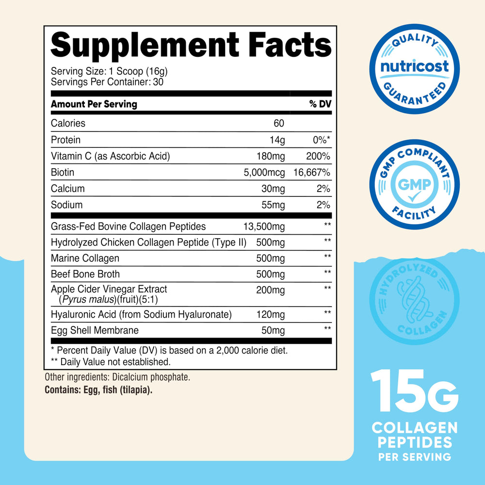 Nutricost Multi Collagen Unflavored scoop ready to mix into beverages