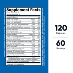 Nutricost Multivitamin with Probiotics label closeup reveals essential vitamins for daily nutrition