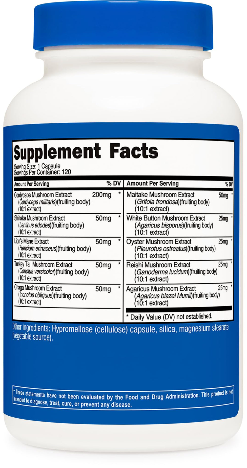 Nutricost Mushroom Complex bottle with serving guidance on label.